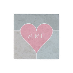 Heart Pattern custom monogram stone magnets