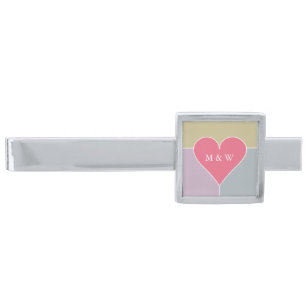 Heart Pattern custom monogram tie bar