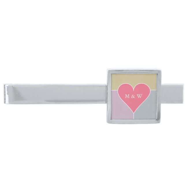 Heart Pattern custom monogram tie bar (Front)