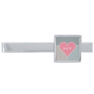 Heart Pattern custom monogram tie bar