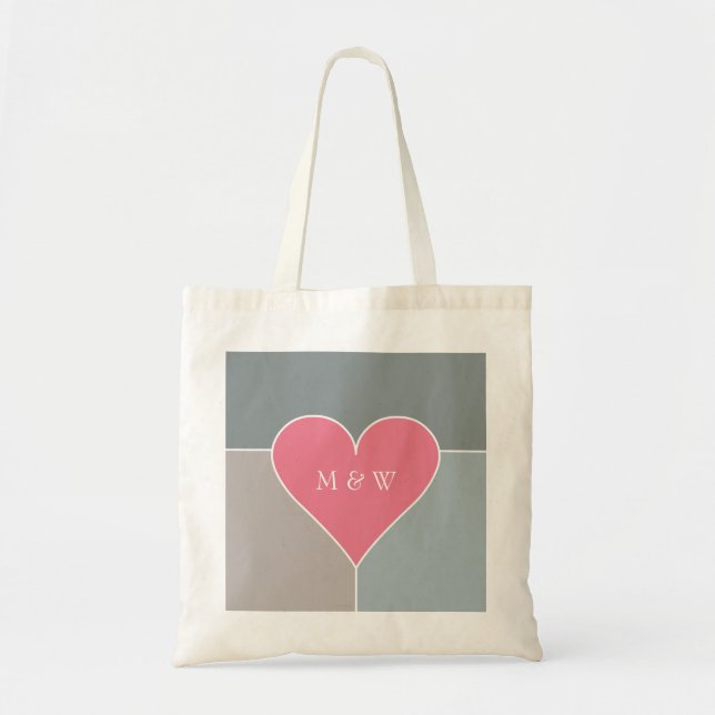 Heart Pattern custom monogram tote bags (Front)