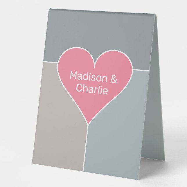 Heart Pattern custom names Table Tent (Front)