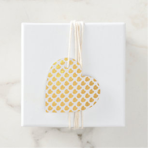 Heart Pattern Custom Text Gold Foil Favor Tags
