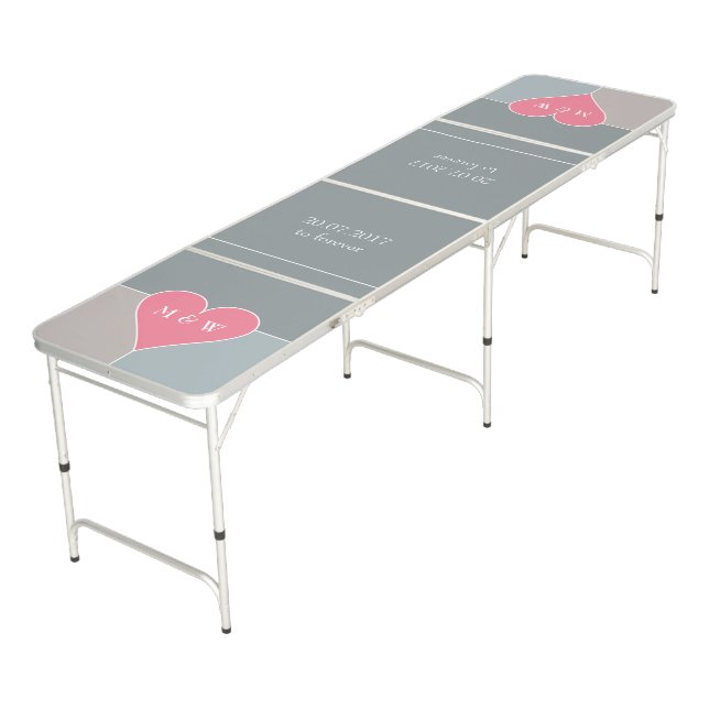 Heart Pattern custom text ping pong table (Angled)