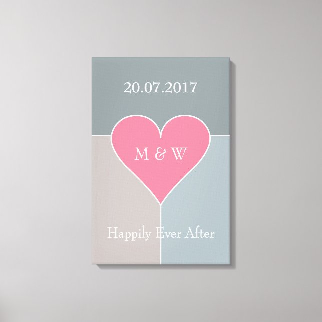 Heart Pattern custom text wrapped canvas Print (Front)