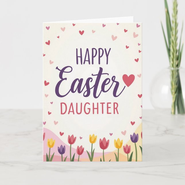 Heart Pattern Easter Daughter Card (Front)