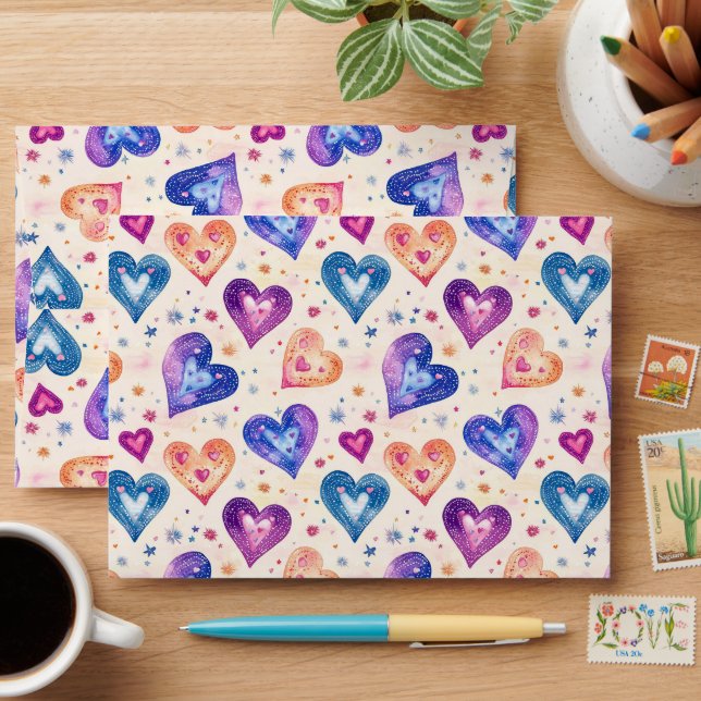 heart pattern envelope (Desk)