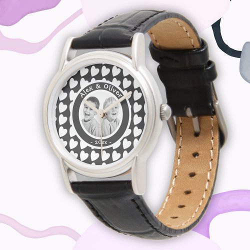 Heart Pattern Family Photo Mothers Day Watch