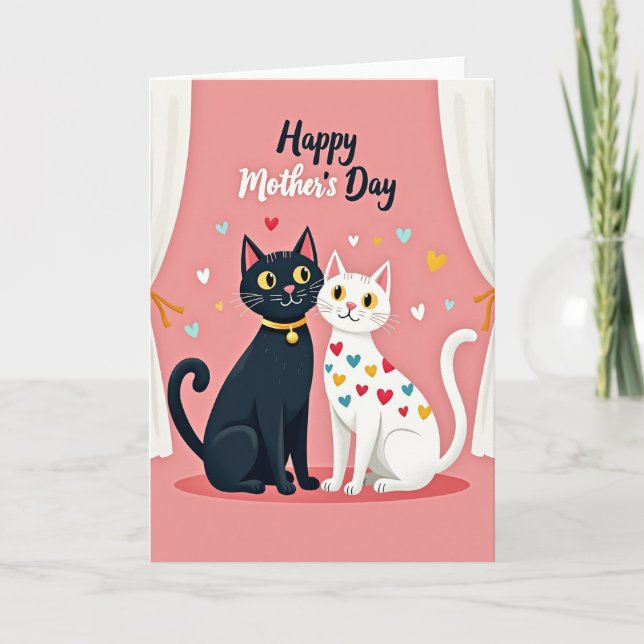 Heart Pattern Felines Card (Front)