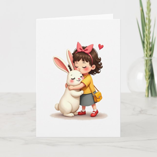 Heart Pattern Girl Rabbit Card (Front)