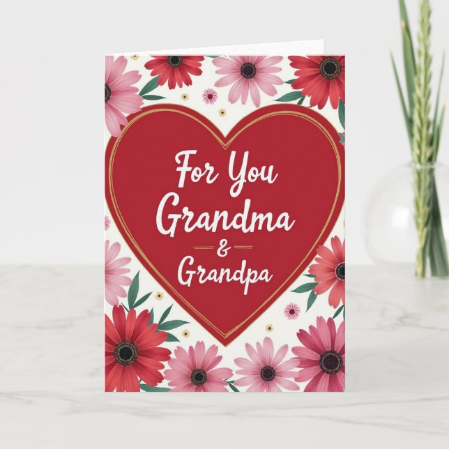 Heart Pattern Grandma Grandpa Card (Front)