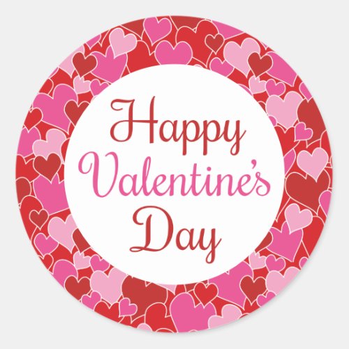 Heart Pattern Happy Valentines Day Round Sticker
