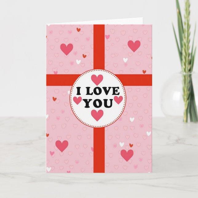 Heart Pattern I Love You Card (Front)
