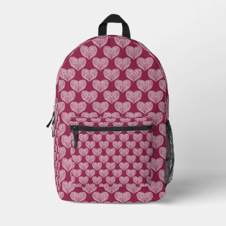 Heart pattern in Burgundy Backpack