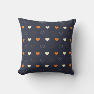 Heart Pattern in Orange and Cream Throw Pillow