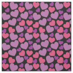 Heart Pattern in Pink and Purple on Black Fabric