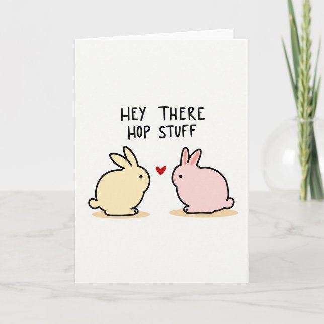 Heart Pattern Love Bunnies Card (Front)