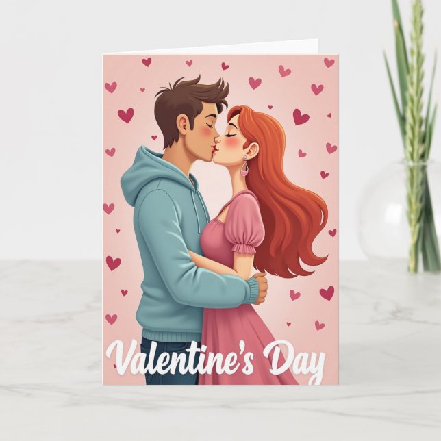 Heart Pattern Love Story Card (Front)