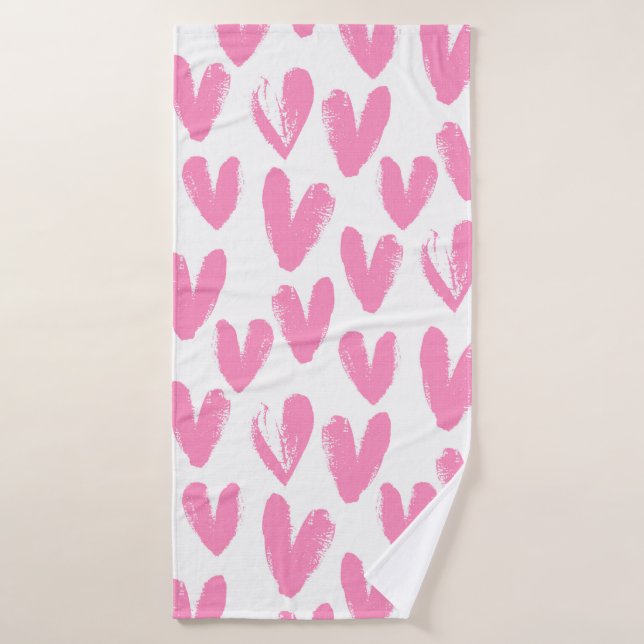 Heart pattern painted hearts bath towel (Bath Towel)