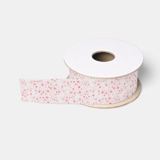 Heart Pattern Pastel Pink Valentines Grosgrain Ribbon