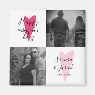 Heart Pattern Photo Collage Valentine’s Day Card Magnet