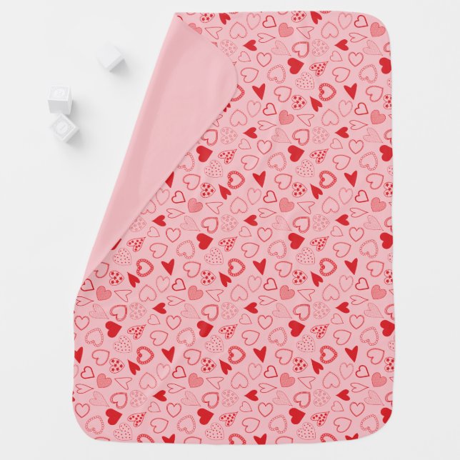 Heart pattern pink  baby blanket (In Situ)
