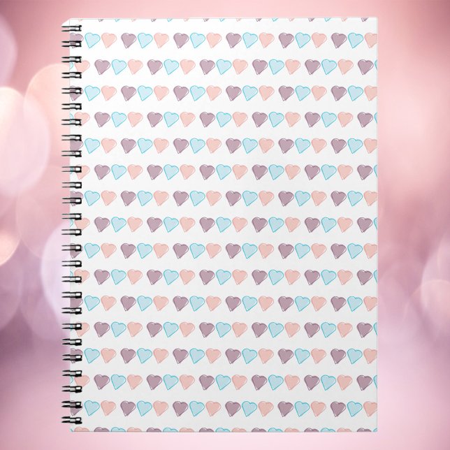 Heart Pattern Pink Blue Purple Notebook (A cute notebook with pink, blue and purple hearts)