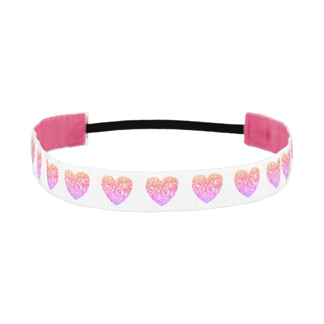 Heart Pattern Pink Modern Athletic Headband (Front)