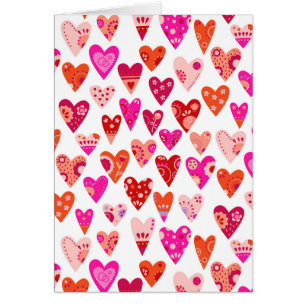 Heart Pattern Pink Red Valentines Cards