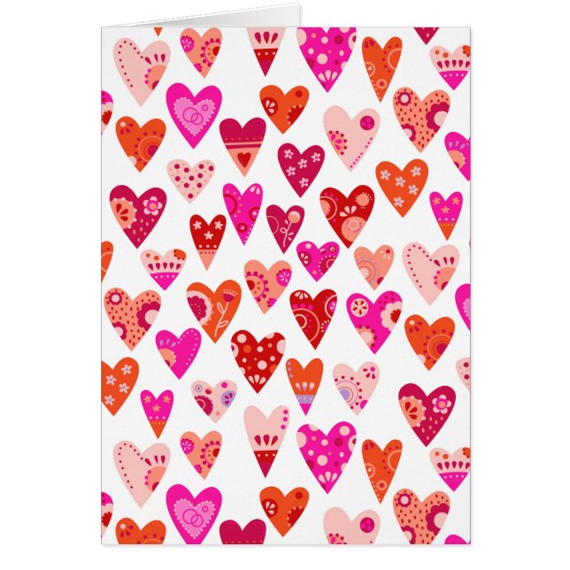 Heart Pattern Pink Red Valentines Cards (Front)