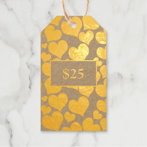 Heart Pattern Price Tag Gold Your Info Business