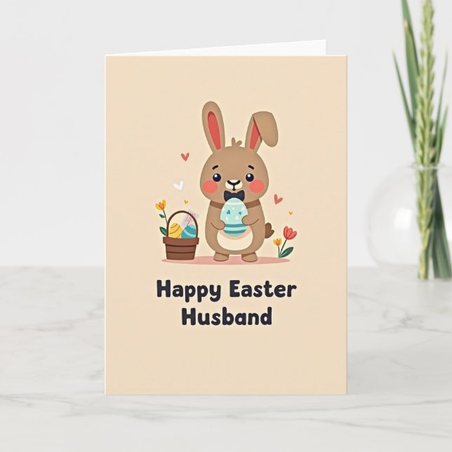 Heart Pattern Rabbit Egg Card (Front)