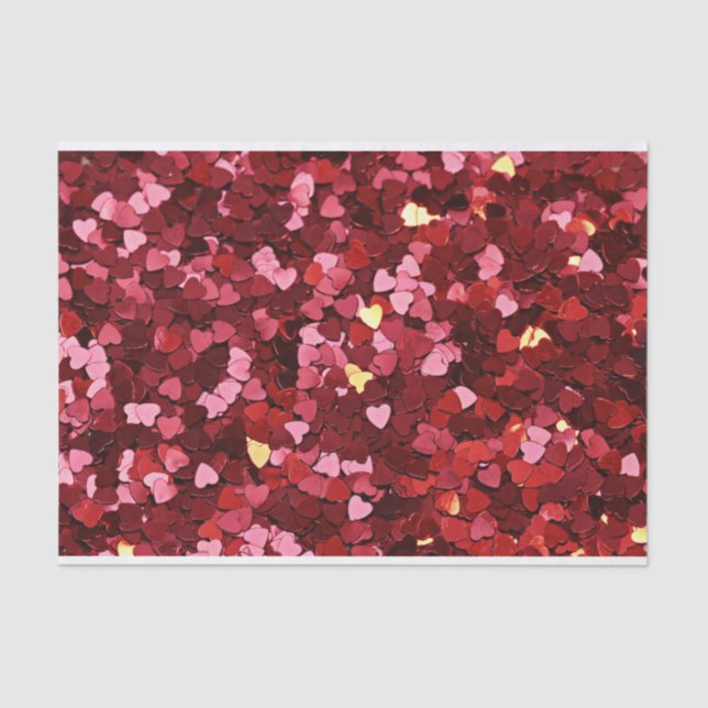 Heart Pattern Radiant Red Confetti Tissue Paper (Front)