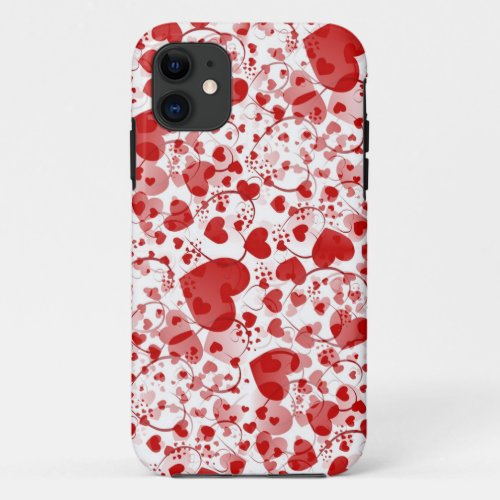 HEART pattern _ red and white iPhone 11 Case