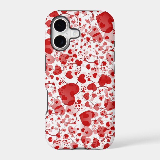 HEART pattern - red and white Iphone Case (Back)