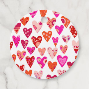 Heart Pattern Red Pink Favor Tags
