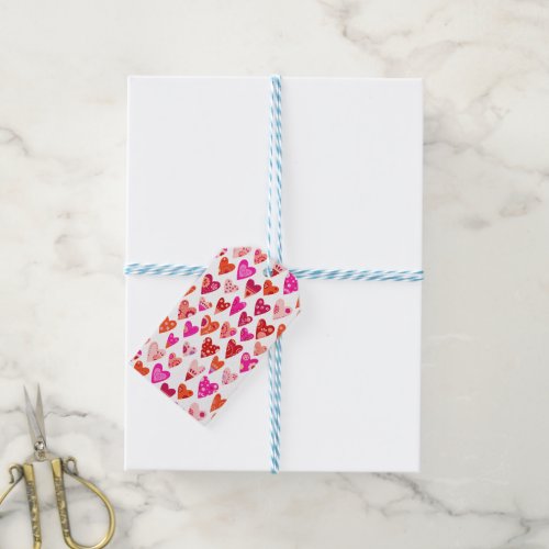 Heart Pattern Red Pink Gift Tags