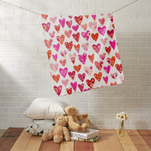Heart Pattern Red Pink Modern Baby Blanket