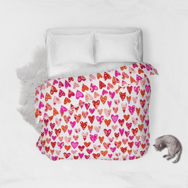 Heart Pattern Red Pink Modern Duvet Cover (Creator Uploaded)