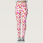 Heart Pattern Red Pink Modern Leggings<br><div class="desc">Modern contemporary heart pattern in red,  pink and orange.  Bright and happy fun design.  Original art by Nic Squirrell.</div>