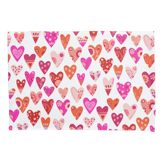 Heart Pattern Red Pink Modern Pillow Case (Front-Left)