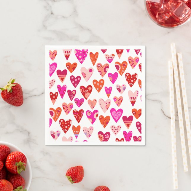 Heart Pattern Red Pink Napkins (Insitu)