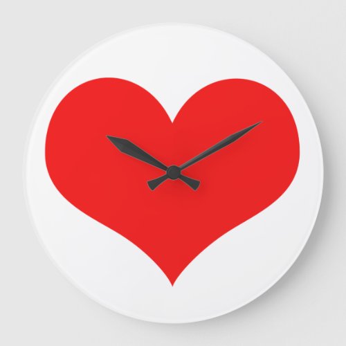 Heart Pattern Red White Cute Valentines Day Gift Large Clock
