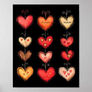 Heart Pattern Valentine Funny Valentine' Day Women Poster