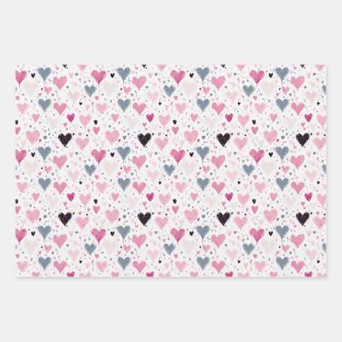 Heart Pattern Watercolor Heart  Wrapping Paper Sheets