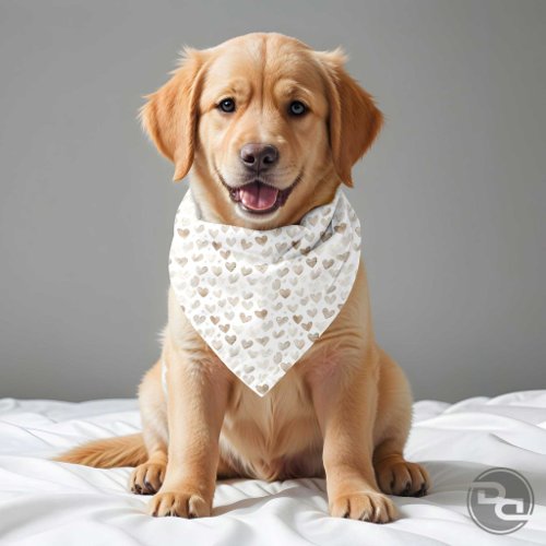 Heart Pattern Watercolor Shabby Chic Beige Bandana