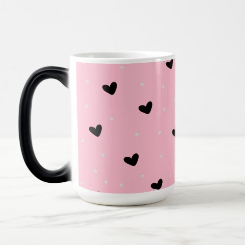 Heart Pattern with a Pink Background Magic Mug