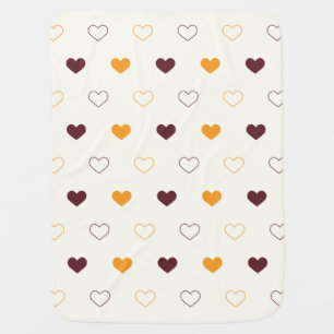 Heart Pattern with Orange & Brown Hearts Baby Blanket