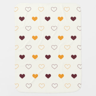 Heart Pattern with Orange & Brown Hearts Baby Blanket