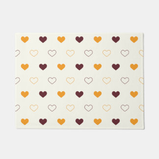 Heart Pattern with Orange & Brown Hearts Doormat